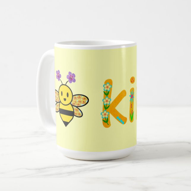Bee Kind Whimsical Floral  Coffee Mug (Front Left)
