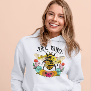Bee Kind Wild Flowers Graphic Casual  Hoodie