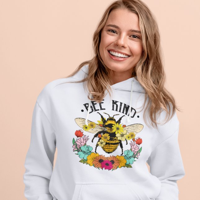 Bee Kind Wild Flowers Graphic Casual  Hoodie (Creator Uploaded)