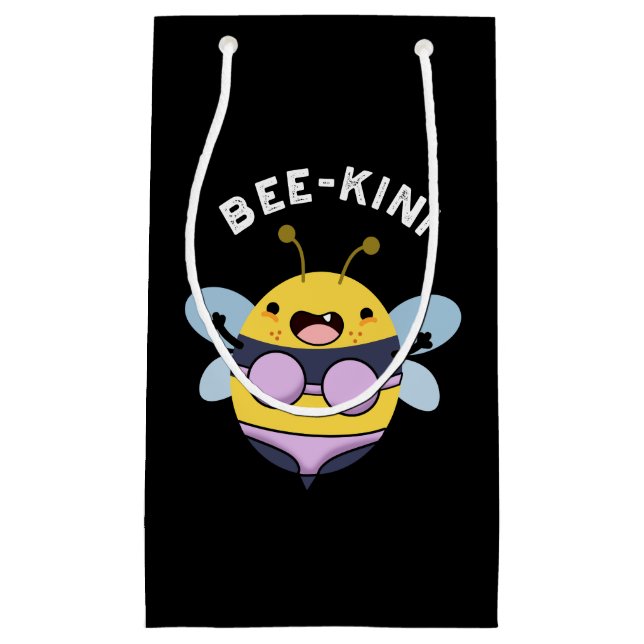 Bee-kini Funny Bee Puns Dark BG Small Gift Bag (Front)