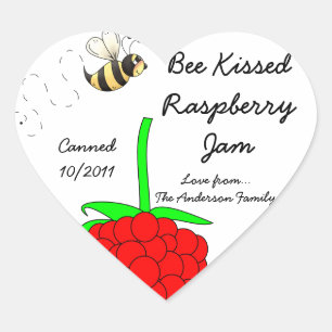Bee Kissed Raspberry Jam Jar Label (Customise)