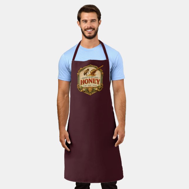 Bee label vintage honey crest beekeeper plum apron (Worn)
