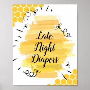Bee Late Night Diapers Sign