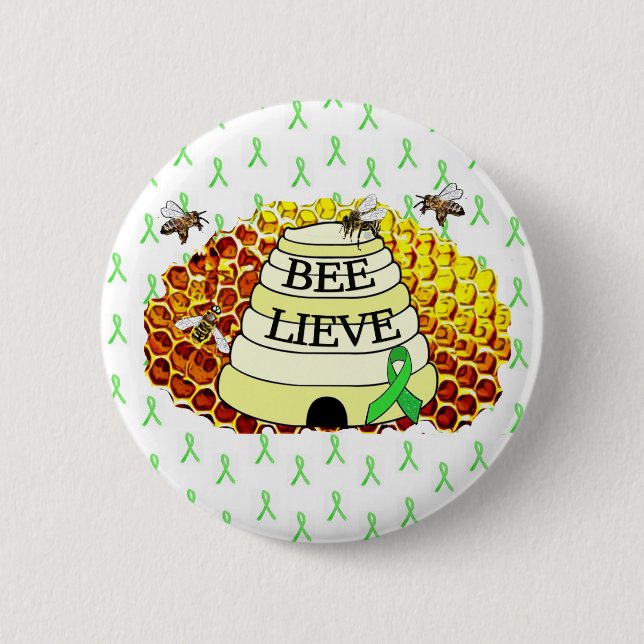 Bee- Lieve Lyme Disease Awareness Button honey bee (Front)