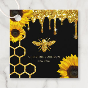 bee logo and sunflowers favour tags