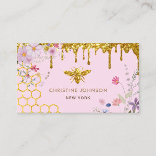 bee logo and wildflowers business card