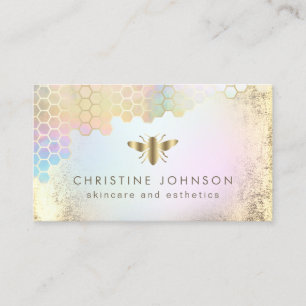 bee logo design on faux foil effect business card