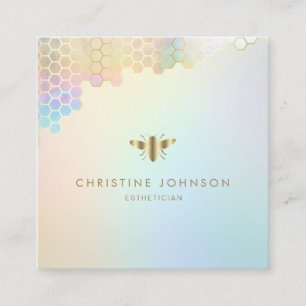 bee logo design square business card
