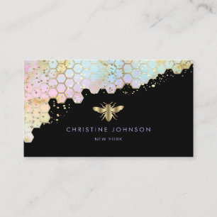 bee logo honeycomb business card