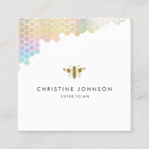 bee logo on white background square business card