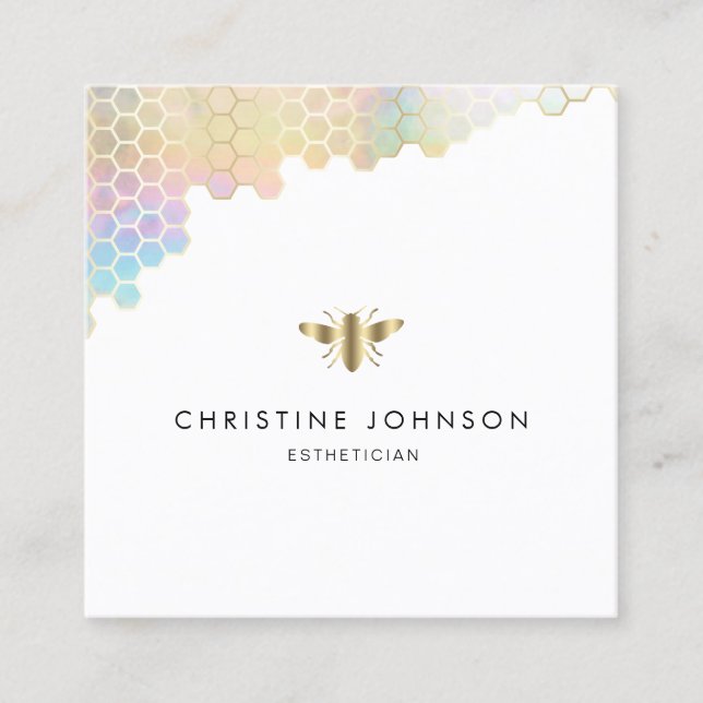 bee logo on white background square business card (Front)