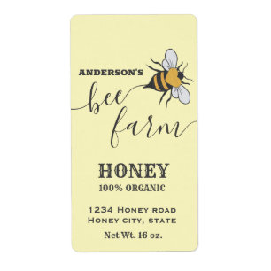 Bee logo script bee farm honey jar label