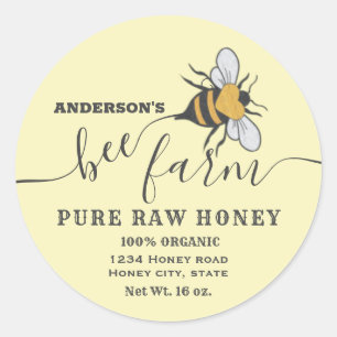 Bee logo script bee farm honey jar label