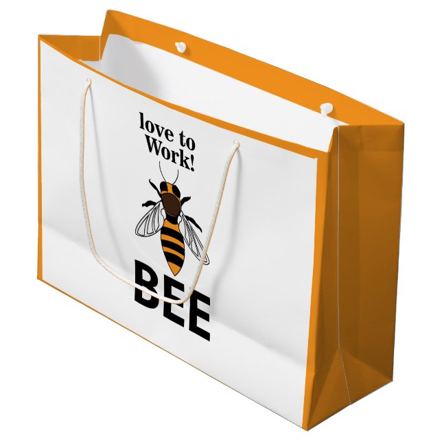 Bee Love To Work Bee Large Gift Bag (Front Angled)