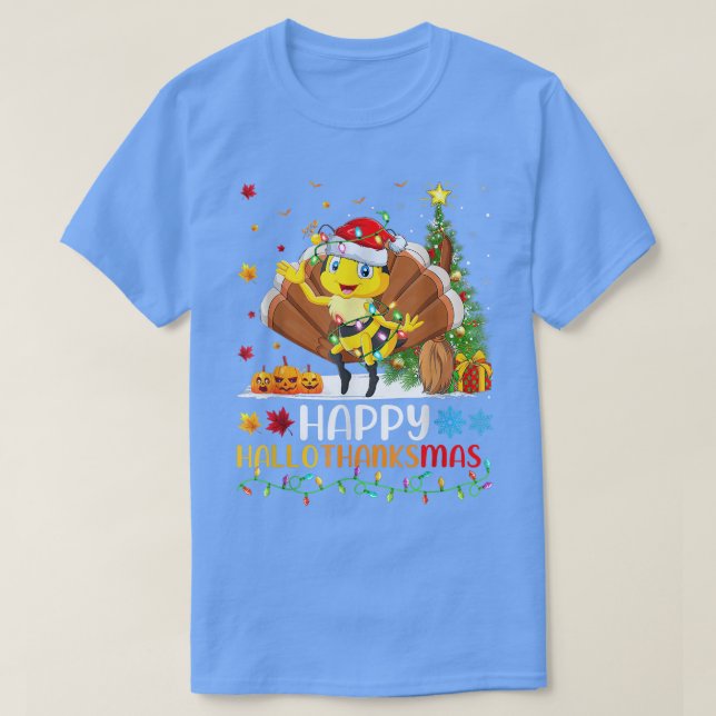 Bee Lover Funny Happy Bee HelloThanksMas  T-Shirt (Design Front)