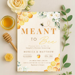 Bee Meant to Bee Couples Shower Coed Bridal Invitation