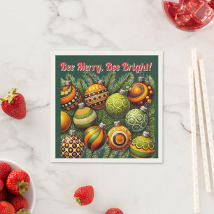 Bee Merry, Bee Bright!   X-mass Ornament Napkins
