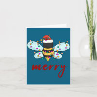 Bee Merry Christmas Bee In Santa Hat Cute Merry Xm