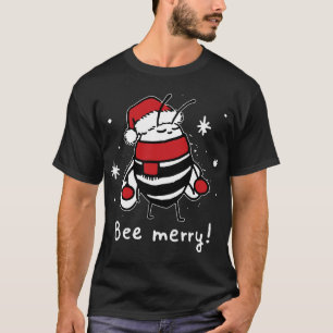 Bee Merry Christmas - bee wears santa hat Xmas Gif T-Shirt