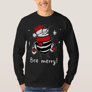 Bee Merry Christmas - bee wears santa hat Xmas Gif T-Shirt