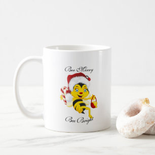 Bee Merry Christmas Cartoon Coffee Mug
