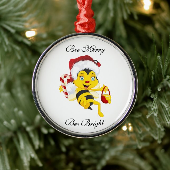 Bee Merry Christmas Cartoon Metal Tree Decoration (Tree)