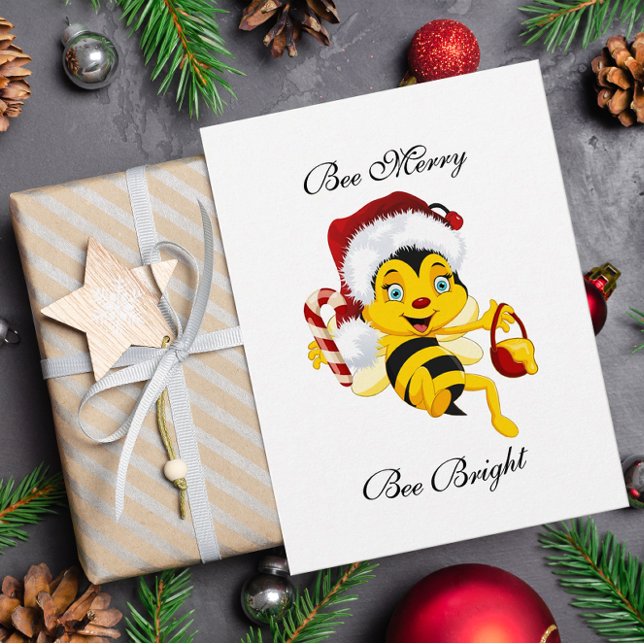 Bee Merry Christmas Cartoon Postcard (Creator Uploaded)