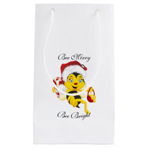 Bee Merry Christmas Cartoon Small Gift Bag