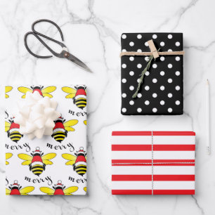 Bee Merry Christmas Wrapping Paper Sheets