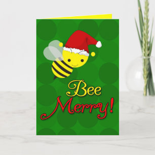 Bee Merry Cute Bumblebee Christmas Cards