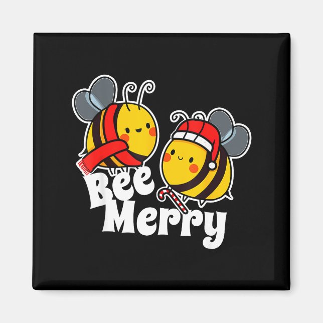Bee Merry _ Cute Honey Bees Santa Claus _ Christma Magnet (Front)