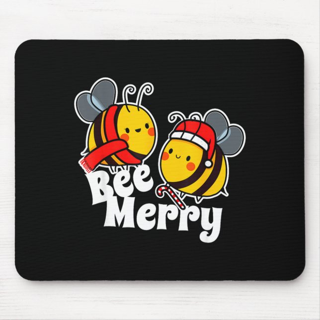 Bee Merry _ Cute Honey Bees Santa Claus _ Christma Mouse Mat (Front)