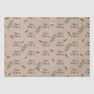 Bee Merry Evergreen Kraft Holiday Christmas Tissue Paper