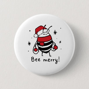 Bee Merry Funny Christmas Gift Bee Lover 6 Cm Round Badge
