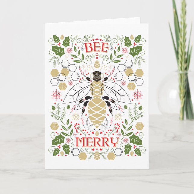 Bee Merry Holiday Card (Front)