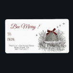 Bee Merry Honey Gift Label Red Bow Skep Christmas<br><div class="desc">Put one of these holiday labels on your apiary products such as honeycomb, body balm, soap, etc. and wrap with a classy red satin bow to make it appealing for your customers to buy as gift items. This little gift label also looks great on the outside of wrapped packages or...</div>