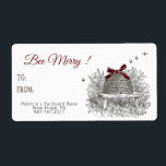 Bee Merry Honey Gift Label Red Bow Skep Christmas<br><div class="desc">Put one of these holiday labels on your apiary products such as honeycomb, body balm, soap, etc. and wrap with a classy red satin bow to make it appealing for your customers to buy as gift items. This little gift label also looks great on the outside of wrapped packages or...</div>