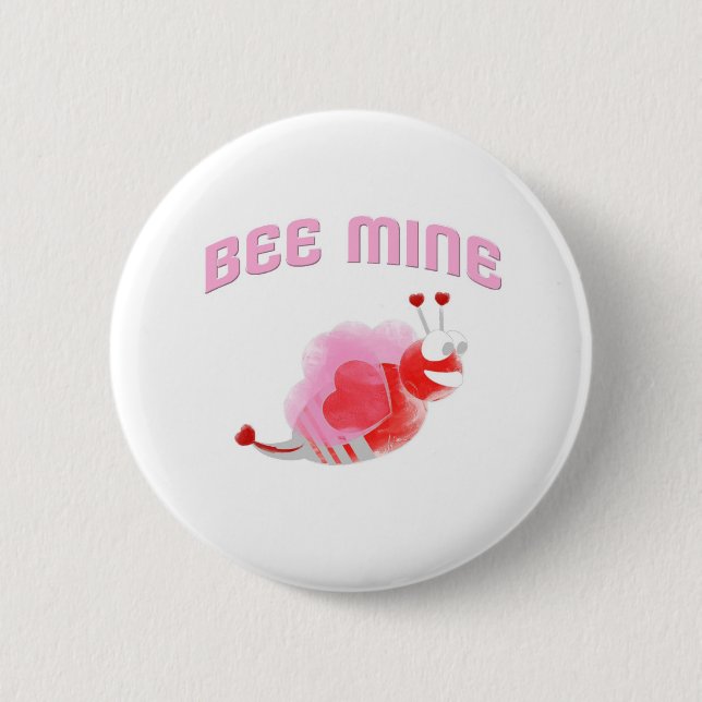 Bee Mine 6 Cm Round Badge (Front)