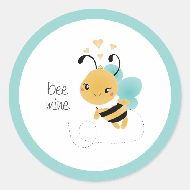Bee Mine Bumblebee Yellow Black Classic Round Sticker (Front)