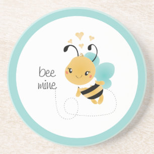 Bee Mine Bumblebee Yellow Black Coaster