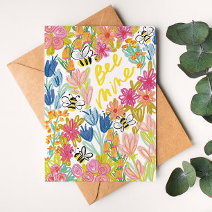Bee Mine Colourful Floral Valentine's Day Card