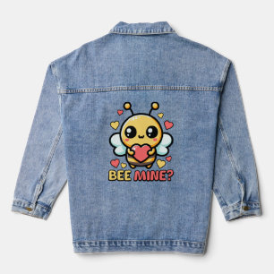 Bee Mine! Cute Bumble Be Pun Cartoon Denim Jacket