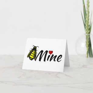 Bee Mine Cute Honeybee with Red Heart Valentine Holiday Card