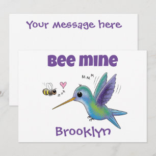 Bee mine cute valentine hummingbird bee holiday card