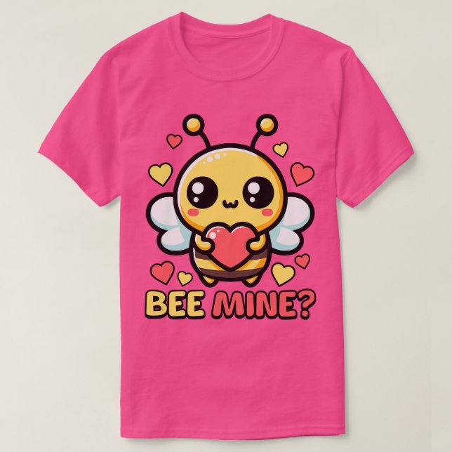 Bee Mine Cute Valentines Day Bee Pun T-Shirt (Design Front)