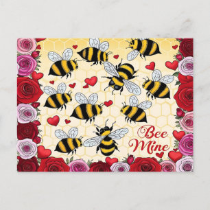 Bee Mine Floral Love Frame Holiday Postcard