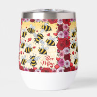 Bee Mine Floral Love Frame Stemless Wine Tumbler