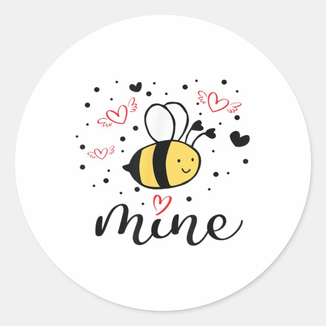 Bee Mine Girls Valentines Day Shirt Valentine Gift Classic Round Sticker (Front)
