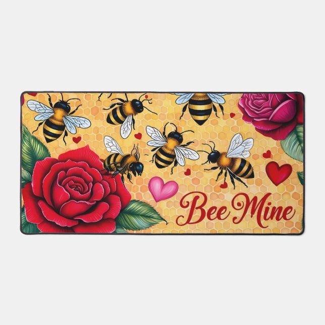 Bee Mine Golden Honey Love Desk Mat (Front)