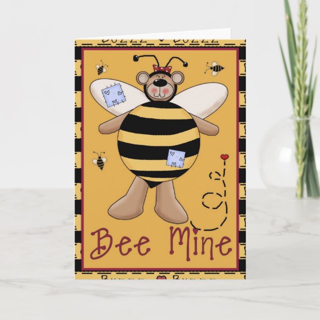 Bee Mine Honey Bear Valentine's Day Card d2 (Front)